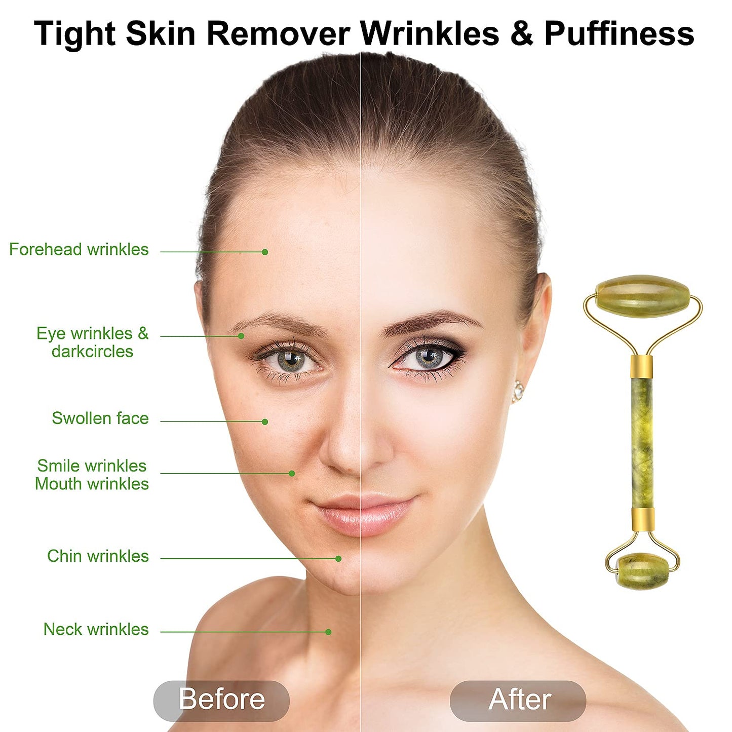 Charmonic 6 in 1 Ice Roller & Jade Roller and Gua Sha Set, Facial Massage Kits, Facial Roller Kit with Gua Sha Tool and Silicone Brush, Anti-Aging Jade Stone Massager for Face, Eyes, Neck Massage