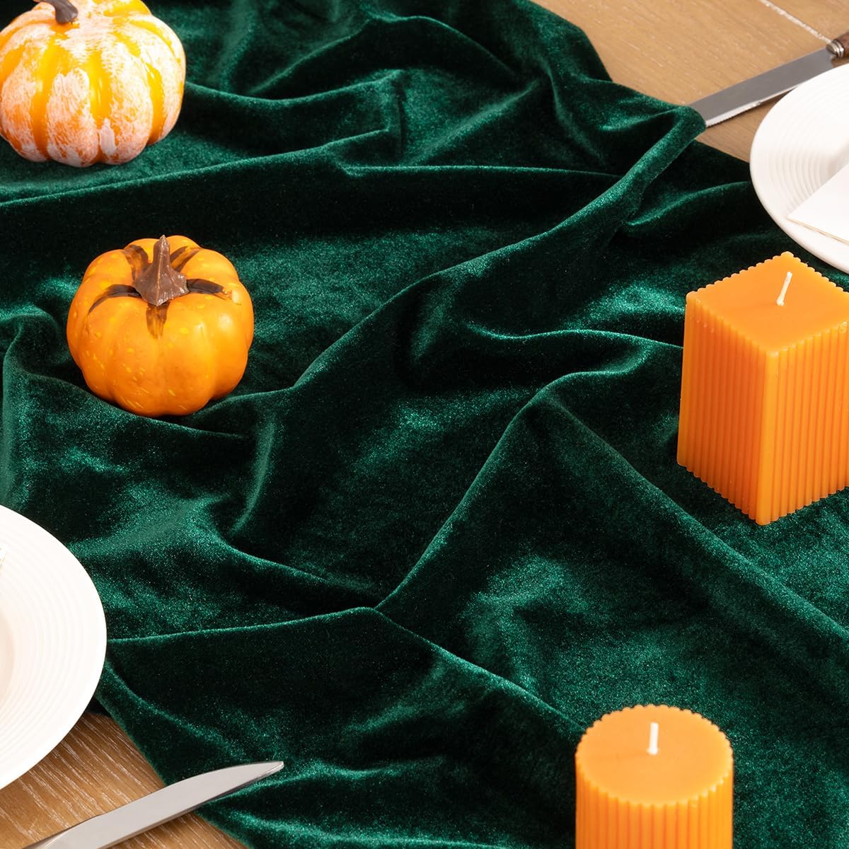 Emerald Green Velvet Table Runner 3 Pack Fall Thanksgiving Table Runners 20 x 120 Inch Luxurious Elegant Velvet Fabric Table Decorations for Christmas Dinner Wedding Bridal Baby Shower