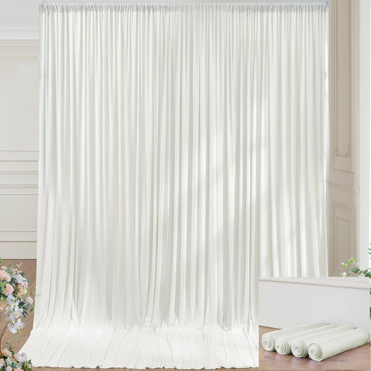 20×14ft Wrinkle Free Ivory Backdrop Curtain, Soft Silky Easy to Drape Cream Wedding Drapes for Backdrop, 4 Panels 5×14ft Photo Backdrop Curtains for Parties Birthday Photography Background Cloth