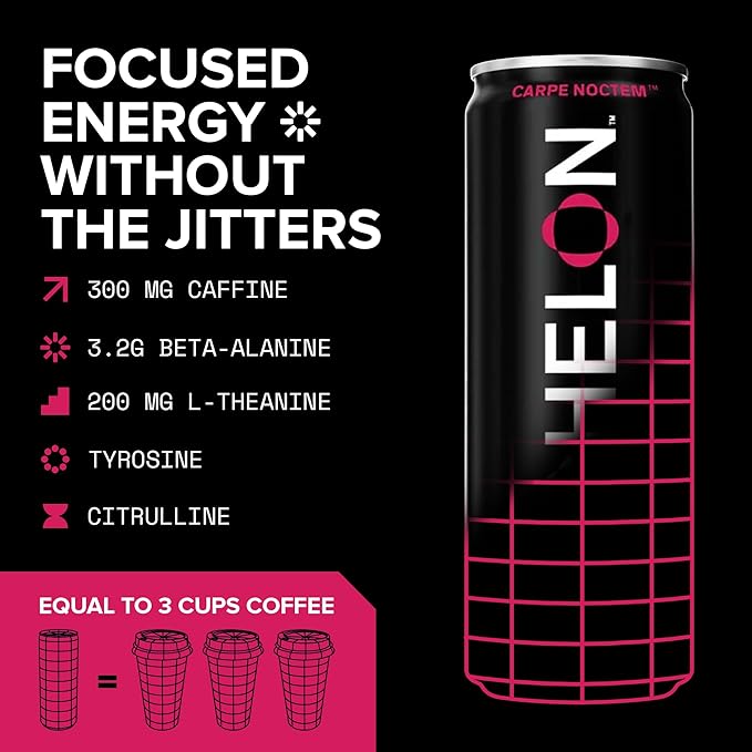 Echelon Pre-Workout Energy Drink - 12-Pack, Berry Habanero - Peak Performance, Sustained Energy, Focus and Endurance Dietary Supplement - 300mg of Caffeine, Beta-Alanine, L-Theanine & Fiber - Vegan