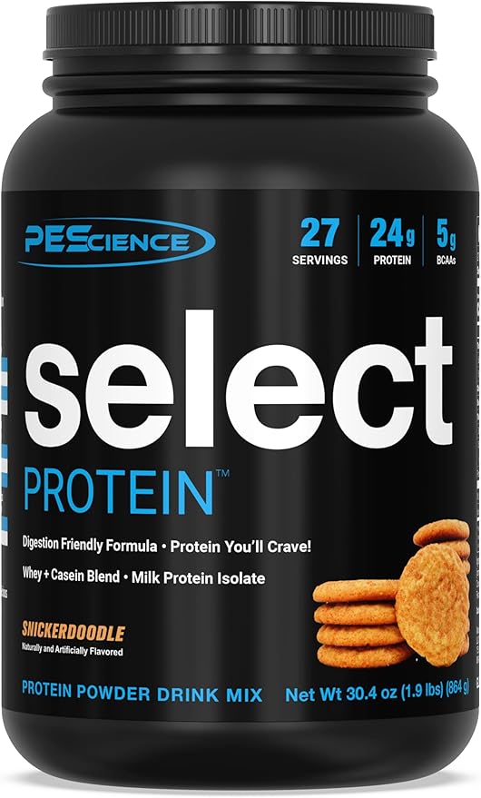 PEScience Select Protein Powder, Whey and Casein Blend, Clean Protein Powder for Women and Men, Low Calorie, Low Carb, Keto Friendly, Gluten Free, Snickerdoodle, 27 Servings