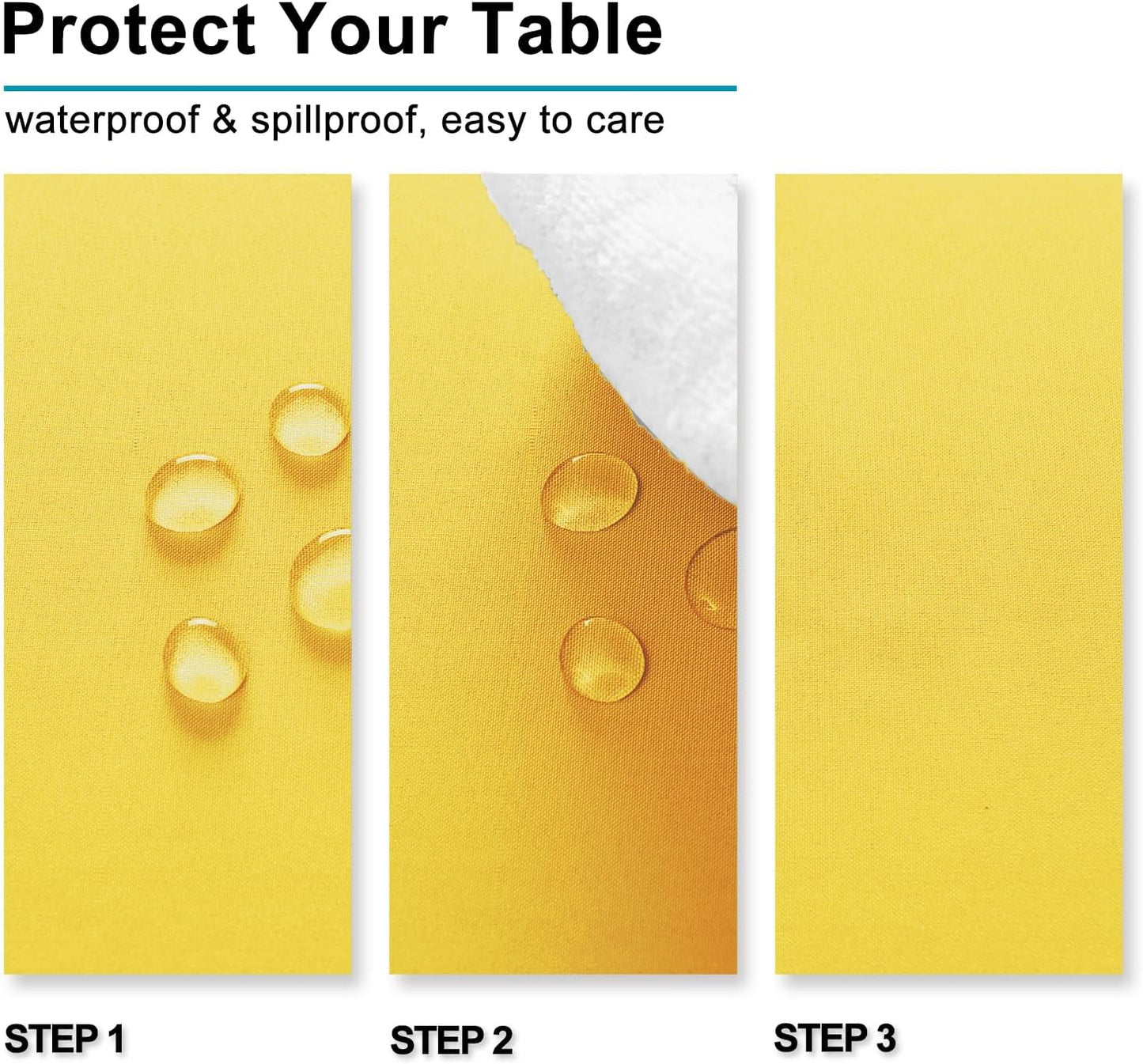 Hiasan Yellow Tablecloth for Square Tables - Waterproof and Spillproof Washable Fabric Table Cloth for Dining Room Kitchen Party, 60 x 60 Inch