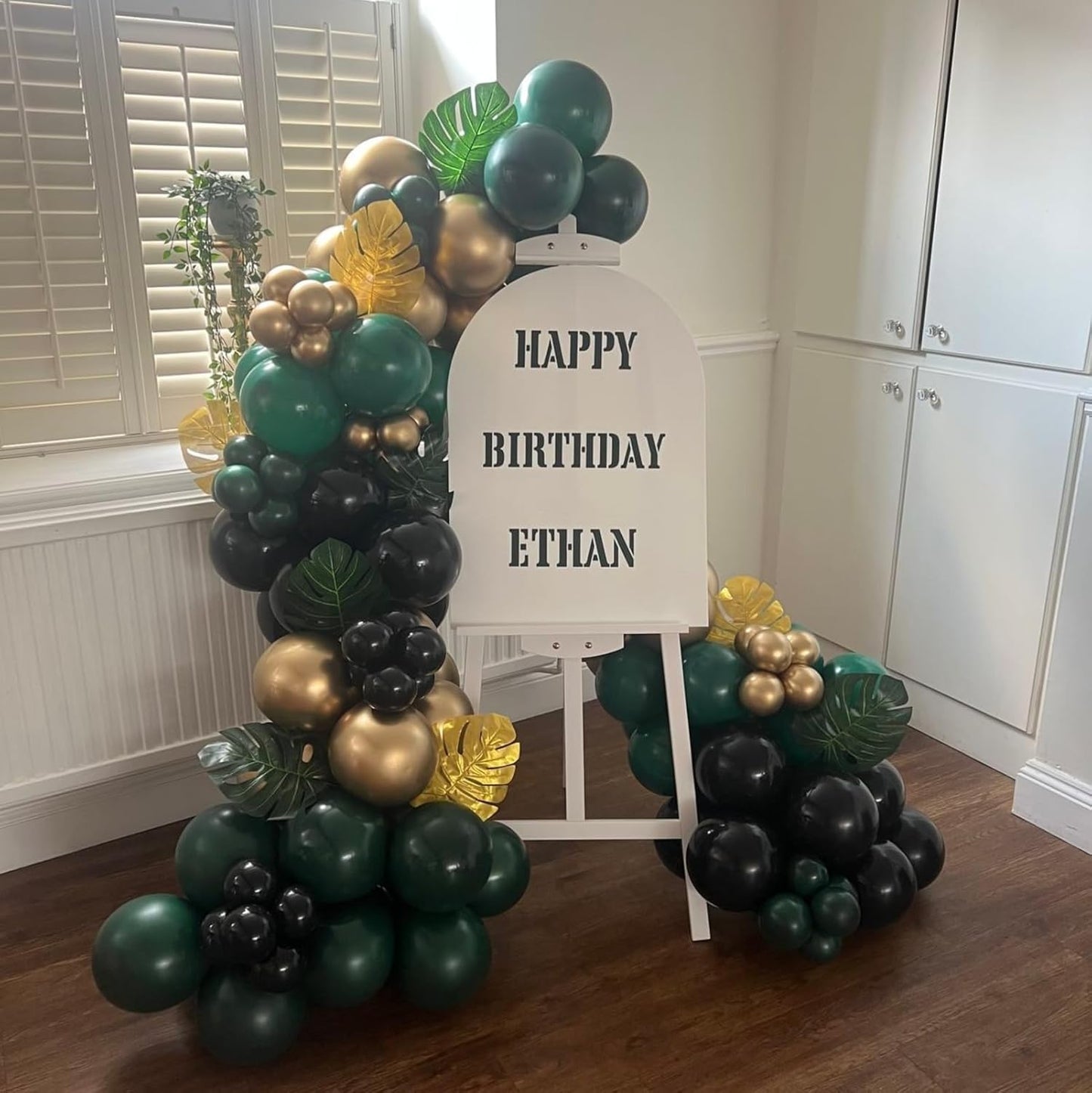 Green Brown Camo Balloons,12 Inch Dark Green Black Metallic Green Gold for Camping Jungle Army Theme Birthday Baby Shower Party Decorations