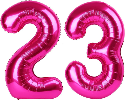 40 Inch Hot Pink 23 Large Number Balloon, 23 23rd Hot Pink Birthday Party Decorations, Number 23 Foil Balloons for Anniversary Party Graduations Celebration Supplies