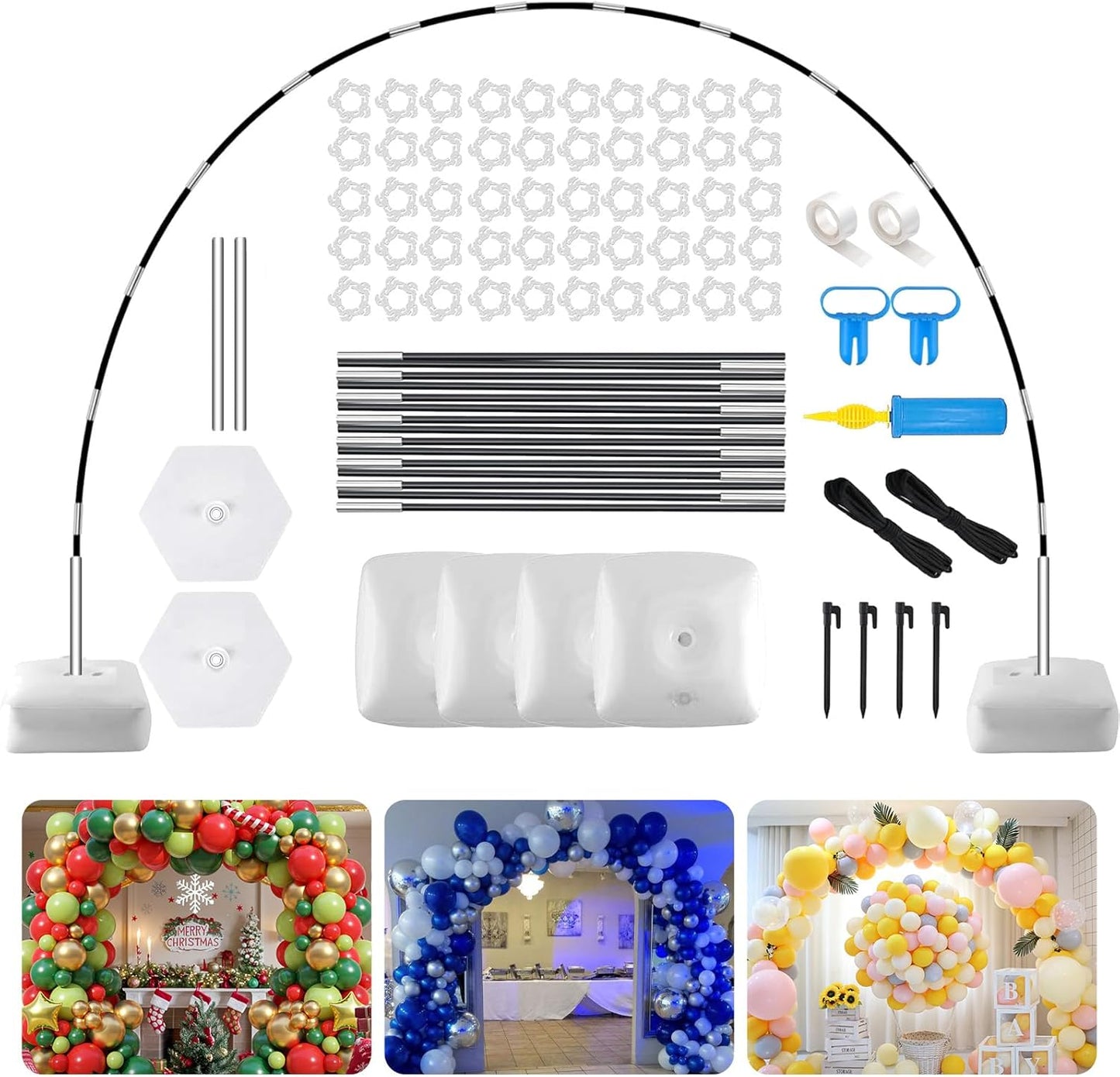Paready Black Balloon Arch Stand Kit, Adjustable Balloon Arch Stands for Floor Garden Arbors, Balloons Arch Kit with Base Support Backdrop for Birthday Wedding Baby Shower Graduation Arbors Photo