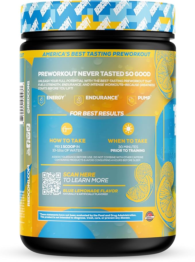 REDCON1 Total War Reloaded Pre Workout Powder, Icey Blue Lemonade - Creatine, Beta Alanine + L-Citrulline Malate Keto Friendly for Men & Women with 350mg of Caffeine - Fast Acting (30 Servings)