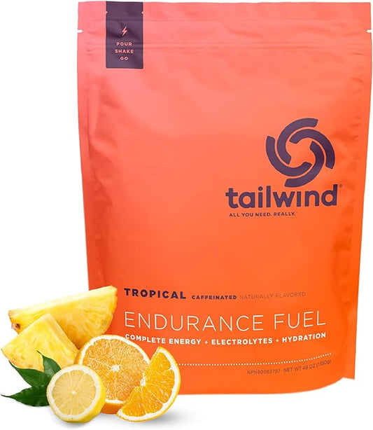 Tailwind Nutrition Endurance Fuel, Carbohydrate & Electrolyte Sports Drink Mix Powder, Gluten-Free, Vegan, Tropical Buzz, 50 Servings (Caffeinated)