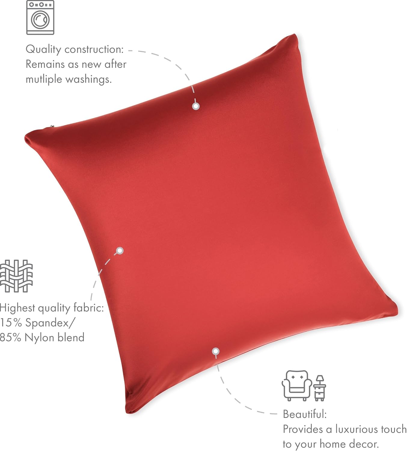 PILLOWY 12" x 20" Throw Pillow - Maroon: 1 PCS Luxurious Premium Microbead Pillow with 85/15 Nylon/Spandex Fabric. Forever Fluffy, Outstanding Beauty & Support. Silky, Soft & Beyond Comfortable