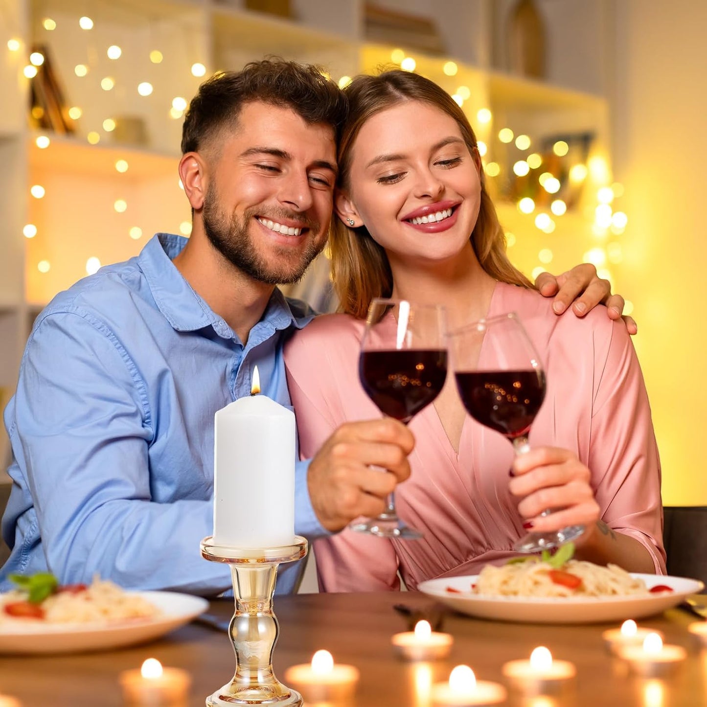 Mumufy 10 Pcs Glass Crystal Taper Candle Holders Clear Glass Candlestick Holder Fit 0.8 Inch Candles Crystal Decorative Candle Stand Centerpiece Table Wedding Dining Party (Classic,Gold)