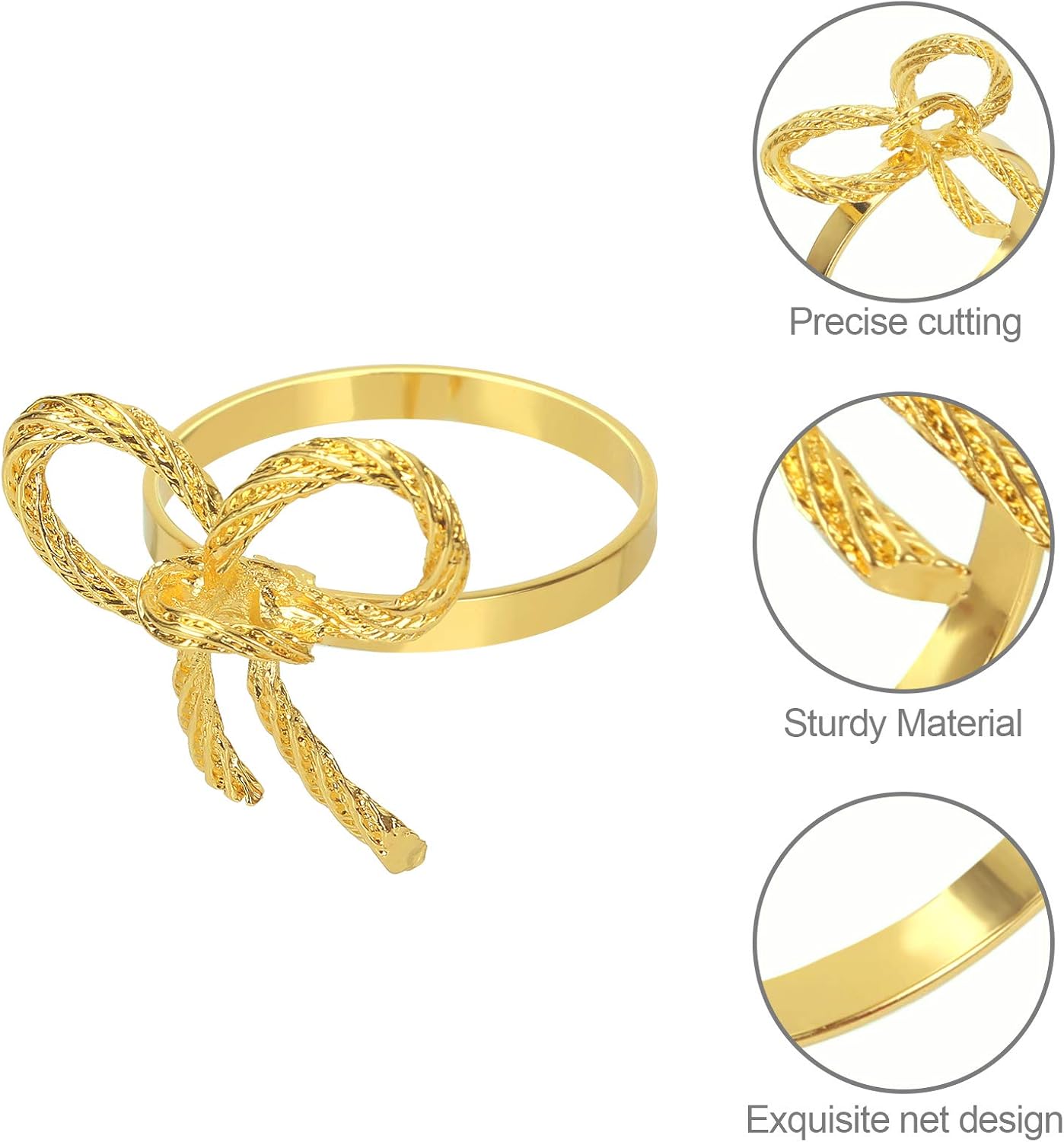 Pack of 6 Napkin Rings Alloy Hollow Out Flower Napkin Holder Dinning Table Napkin Ring for Dinner Parties Wedding Banquet Table Setting Family Gatherings Table Decor（Gold，6）