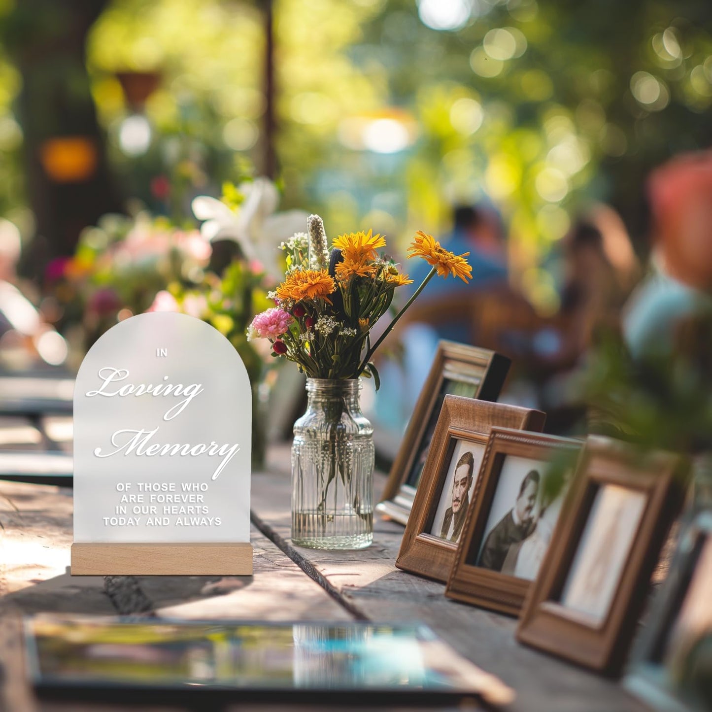 4pc Wedding Sign Set - Acrylic Guest Book Signs with Wood Stand, 5x7" Cards & Rustic Wedding Decor