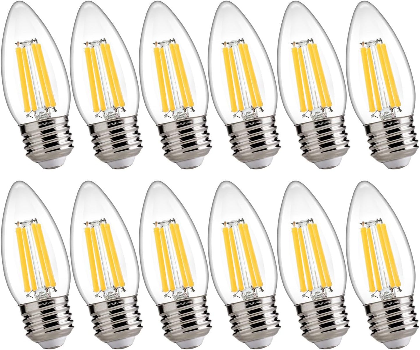 FLSNT 100W Equivalent LED Chandelier Light Bulbs E26 Base, 5000K Daylight Dimmable LED Candelabra Bulbs, 800LM, 12Pack UL,CA65 Listed.