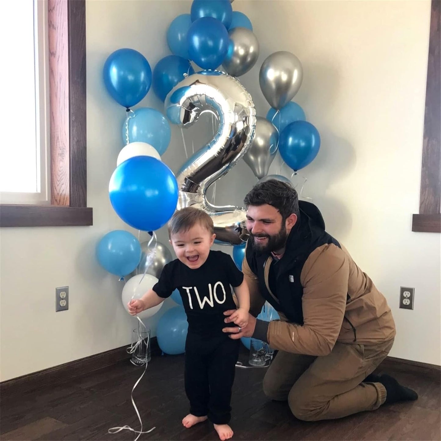 Silver Number Balloons, 40 inch Large Number 2 Foil Helium Balloons for Girls Women, Self Inflating Number Balloons 0-9 for Men Boys 2nd 12th 30th Birthday Anniversary Party Celebration Decoration