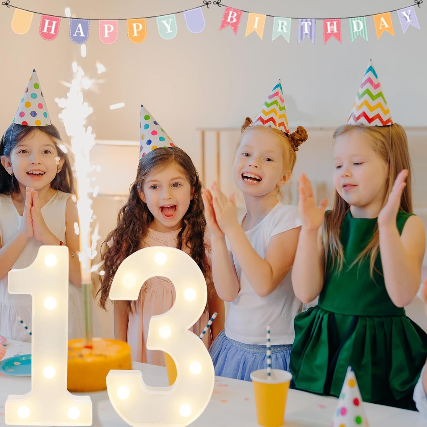 Decorative Led Light Up Numbers, 13th Birthday Decorations, Warm White Led Numbers Lights, Lighted Marquee Number Sign for Sweet 13th Party Decor