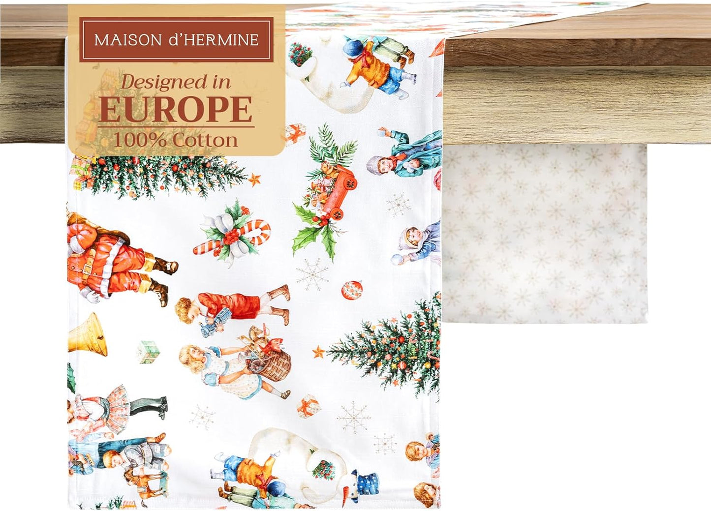 Maison d' Hermine Table Runner 100% Cotton Double Layer Table Runners 72 inches Long for Thanksgiving Christmas Decorations Home Kitchen Dining Party Wedding (Chromo, 14.5" x 72")