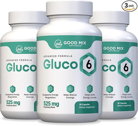 Gluco6 Herbal-Based Solution Supplement | 525mg 30 Powder Capsules - Plant Ingredients - Non GMO - Made in USA (30 Count (Pack of 3)
