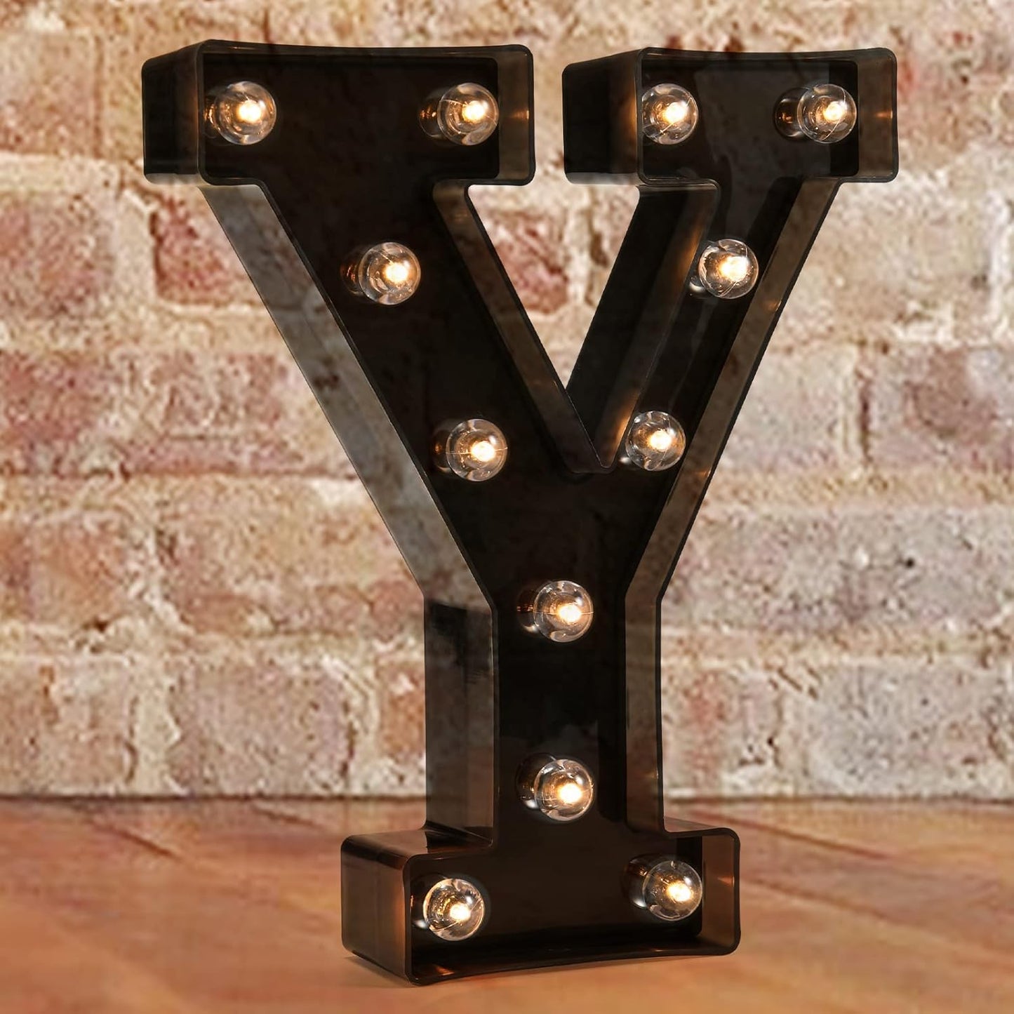 Decorative LED Illuminated Letter Marquee Sign - Alphabet Marquee Letters with Lights For Wedding Birthday Party Christmas Night Light Lamp Home Bar Decoration Y, Black