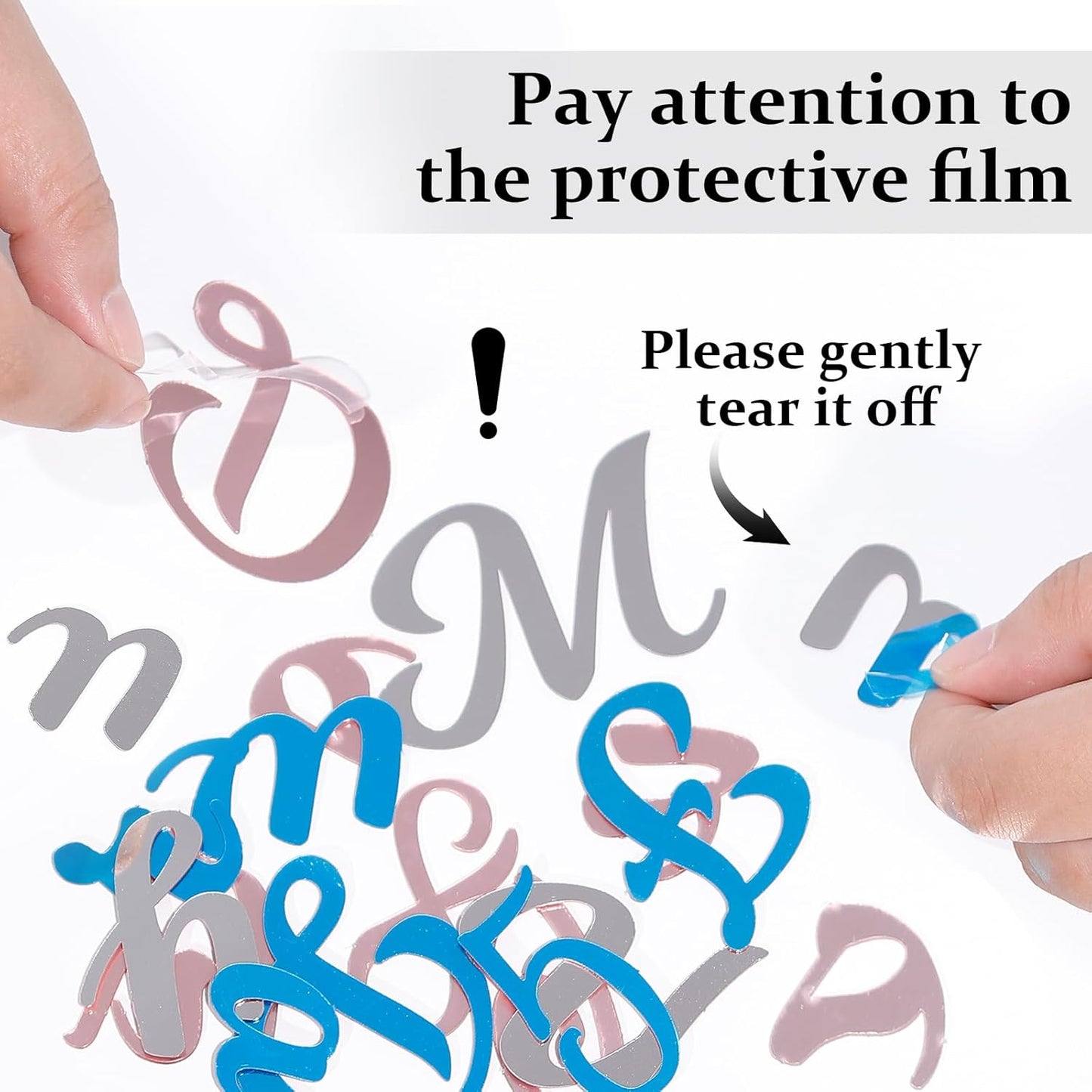 126 PCS Custom Name Cake Topper Acrylic Letters DIY Personalized A-Z & 0-9 Number Alphabet Cake Decoration For Wedding Anniversary Baby Shower Party Birthday Supplies (Silver)