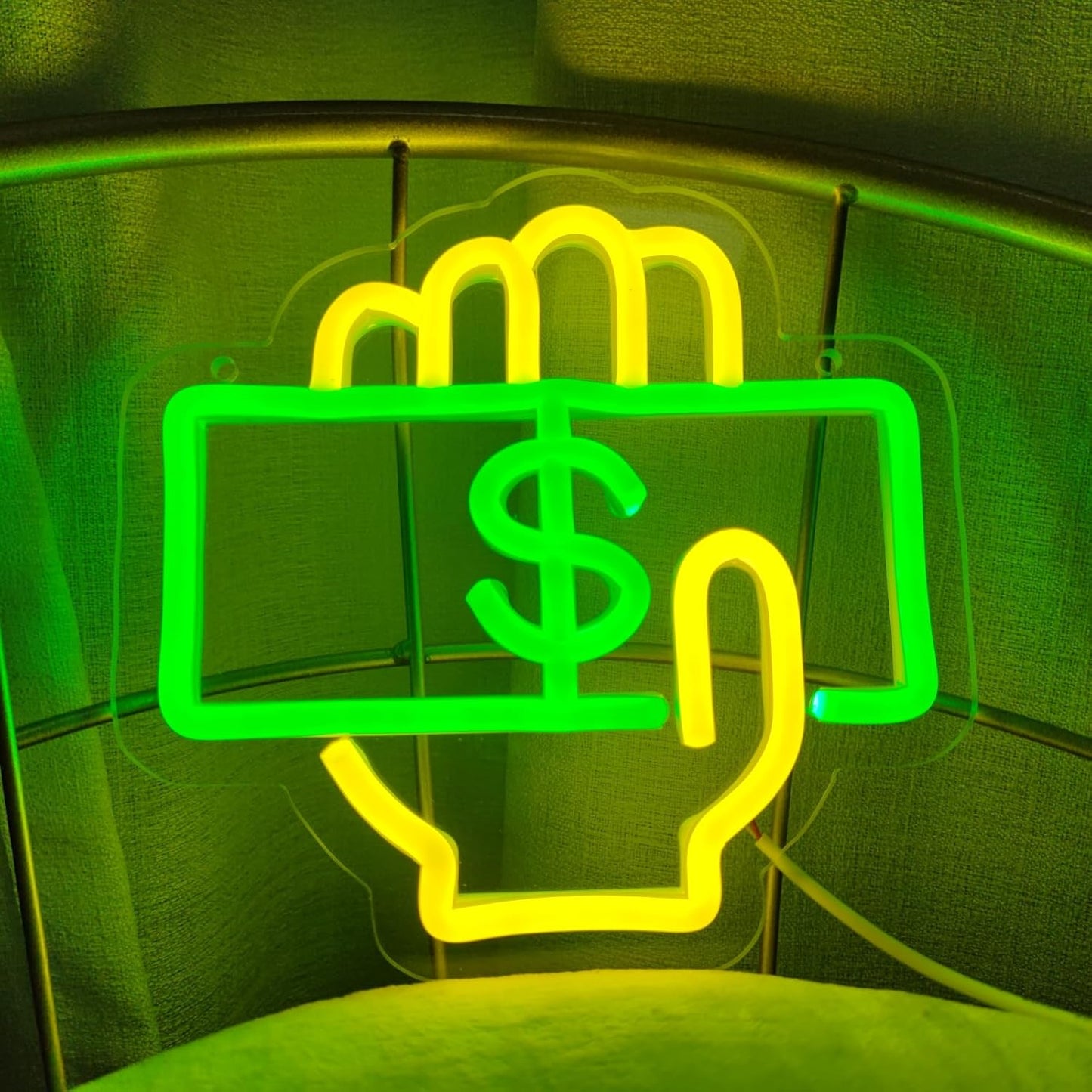 Cashier Neon Sign Love Money Neon Signs for Wall Decor, LED Light Signs for Supermarket, 7.8" x 7.5