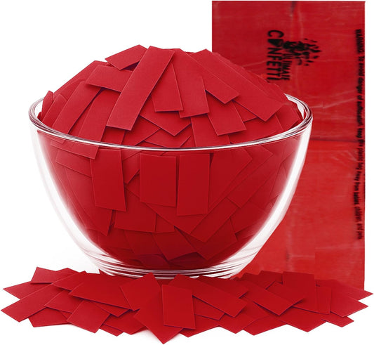 Red Biodegradable Confetti - Rectangular Fluttering Tissue Paper Confetti for Cannon and Launcher use - Best for Birthday, Wedding, live Events and Table Decoration - 1 lb, 16 oz