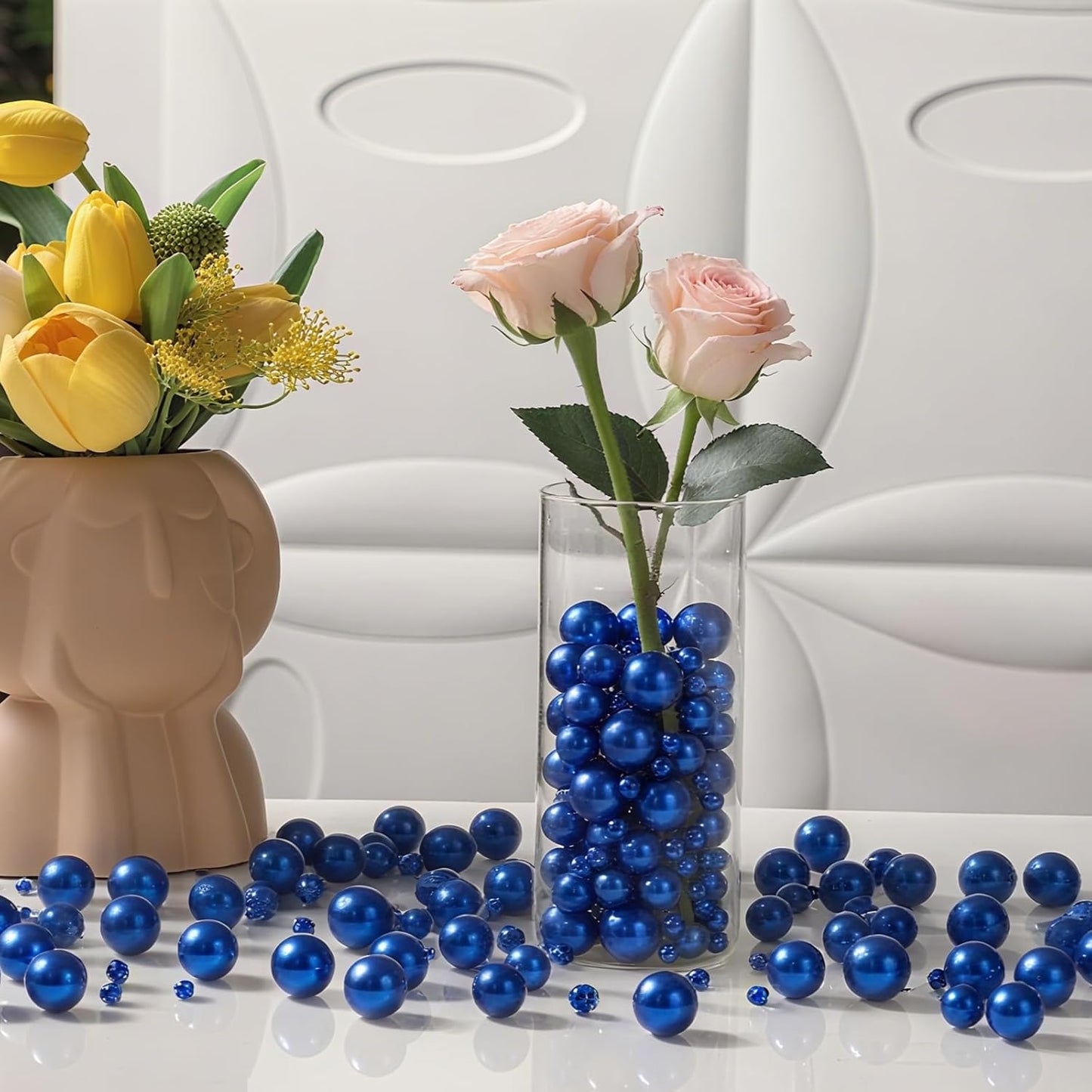 200 Pcs Vase Filler Beads Blue Pearl Beads for Vase No Hole Pearls for Centerpieces Vases Home Table Party Decor Wedding DIY 8/14/20mm
