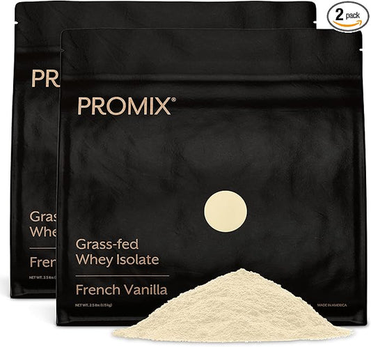 ProMix Nutrition Whey Protein Isolate Powder - Grass-Fed - ­Post Workout Fitness & Nutrition Shakes, Smoothies, Baking & Cooking Recipes - Gluten-Free & Keto-Friendly - Vanilla - 5 Pound (Pack of 2)