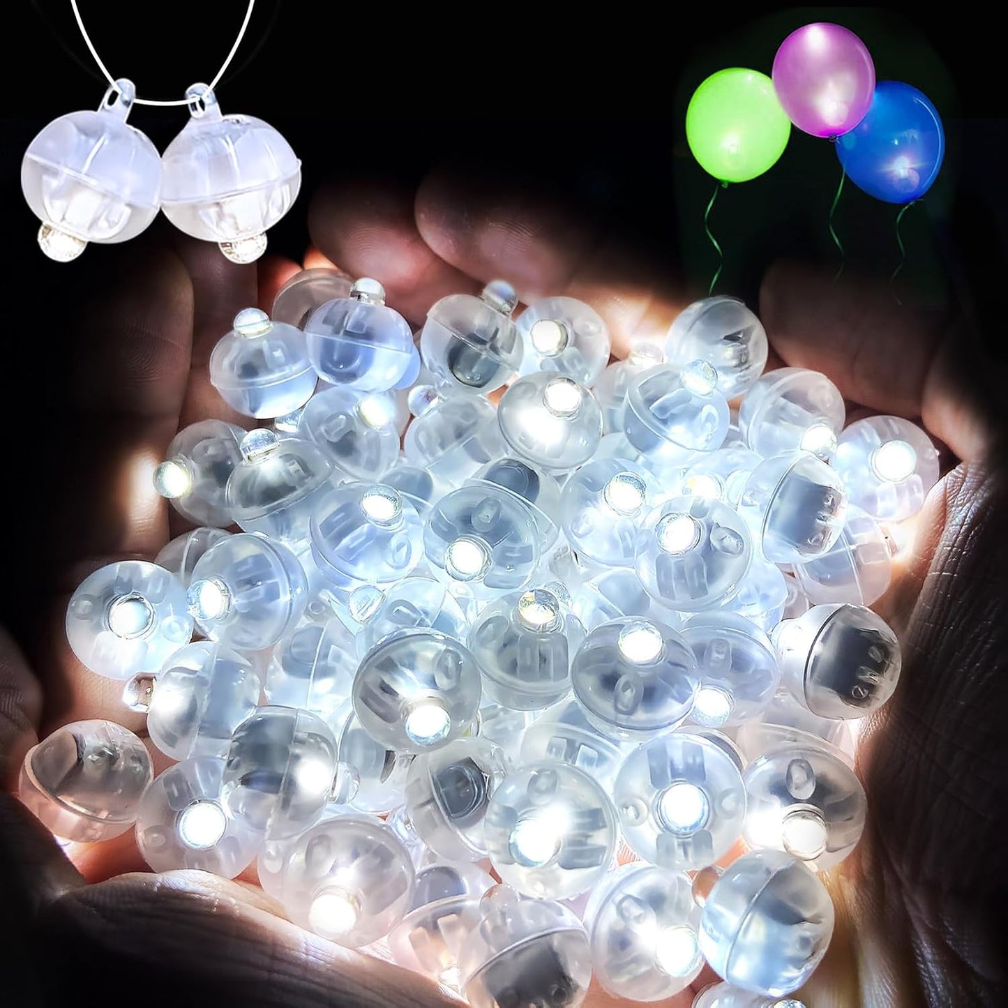ZGWJ 200Pcs Mini Led Lights with Hooks,Led Balloons Light for Party Decorations, Paper Lantern, Easter Eggs, Birthday Party, Halloween Christmas Decoration (Glow steadily White)
