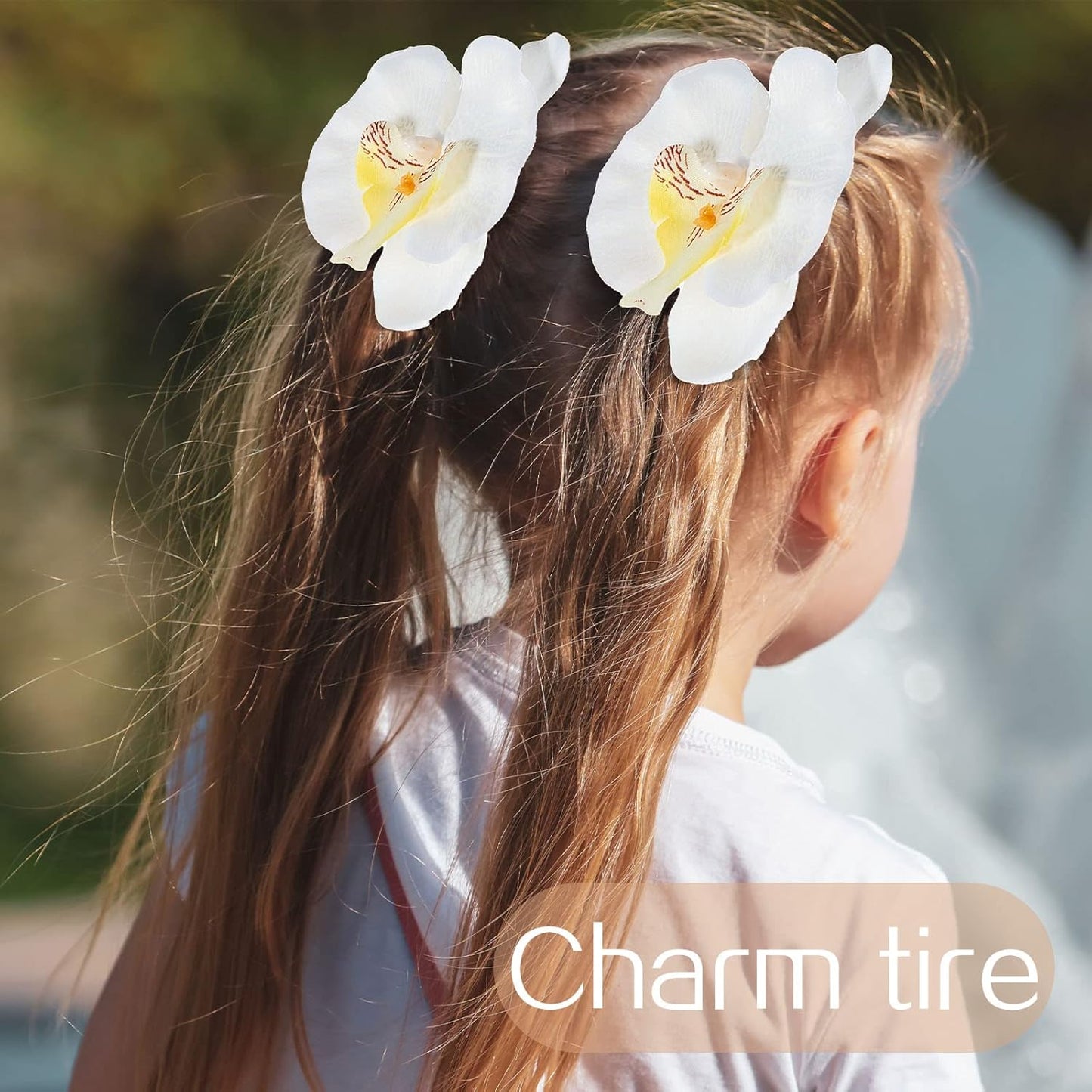 40 Pieces Orchid Petals Artificial Decorations Wedding Party Orchids Heads Flowers Faux Silk Phalaenopsis Butterfly Flower Heads for DIY Craft Home (White)