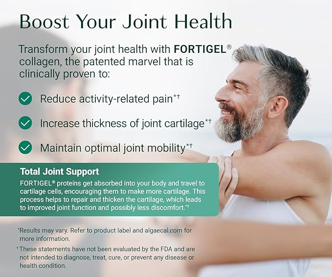 ALGAECAL Collagen - 4 Clinically-Supported Peptides VERISOL®, FORTIGEL®, UC-II®, FORTIBONE®, Anti-Aging Hydrolyzed Collagen Powder, 60 Servings, Made in USA