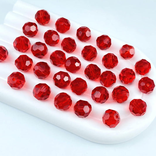 400 PCS 4mm Crystal Glass Beads Round Multiple Faceted Loose Spacer Glass Beads for DIY Handcrafte Bracelet Necklace Earring Jewelry Making(Red)