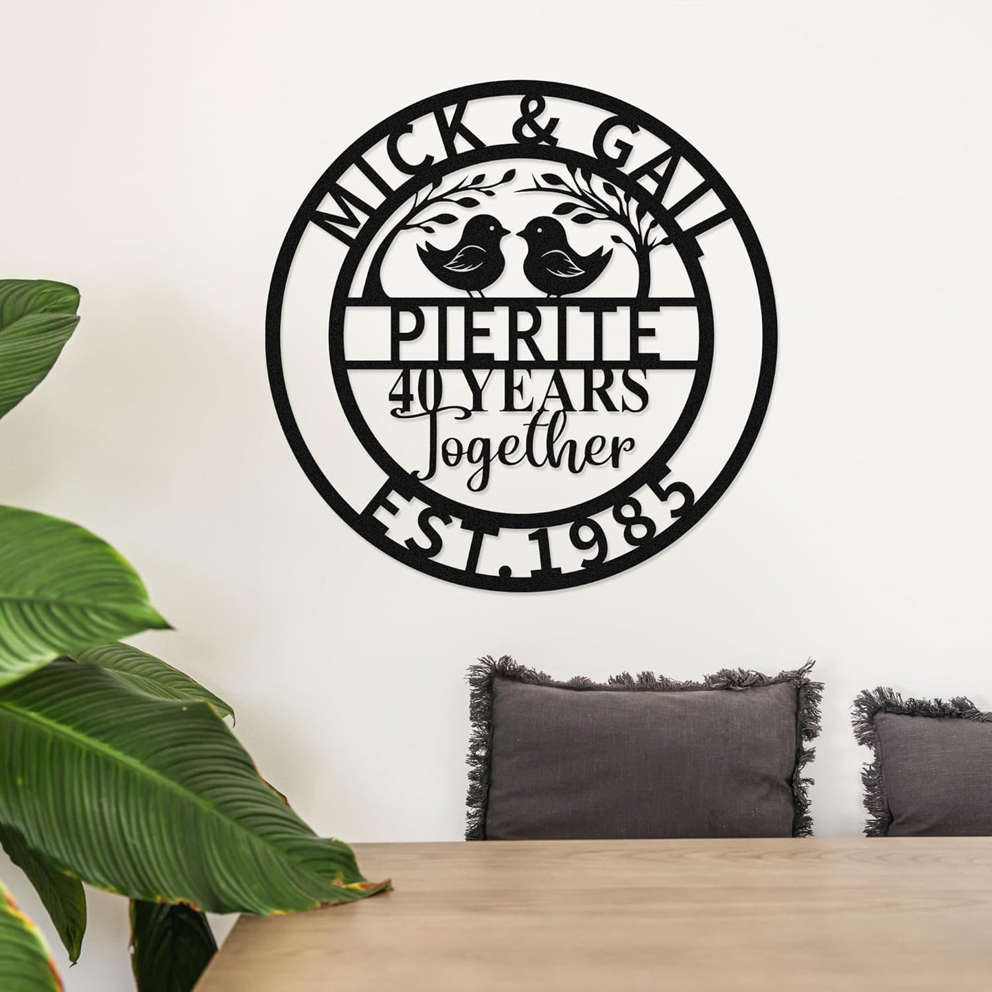 Personalized 40th Wedding Anniversary Sign Gifts for Parents Custom Metal Anniversary Sign Personalized Wedding Gifts for Couples Husband Wife Custom Monogram Name Sign Housewarming Gift