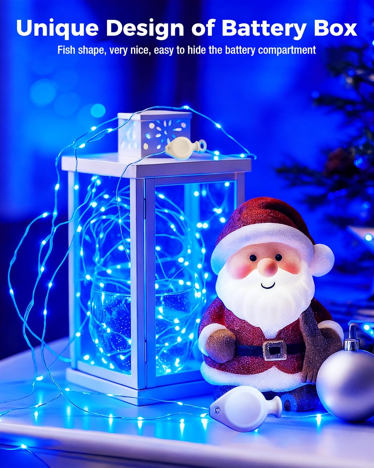 btfarm 12 Pack Fairy Lights Battery Operated, 7FT 20 LED Mini String Lights Waterproof Silver Wire for Mason Jars Centerpiece Table Crafts Bedroom Christmas Decoration, Blue