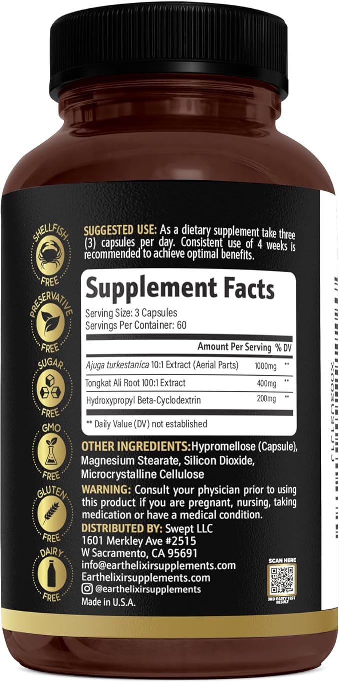Turkesterone Tongkat Ali for Men and Women – 2-in-1 Natural Testosterone Support for Energy & Fitness - High Potency Turkesterone Supplement for Men with Tongkat Ali –– Pure Non-GMO Formula