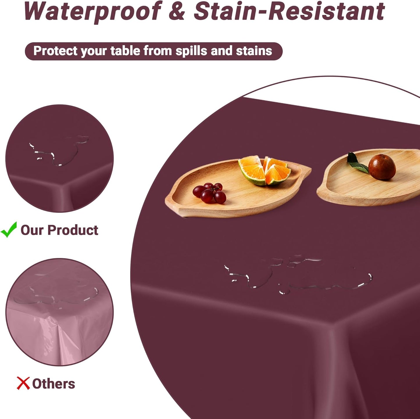 QZYL 12 PCS Wine Plastic Tablecloths, 54 in x 108 in Dinner Table Cloths, Rectangle Table Cover for Birthday Party Family Gathering Wedding