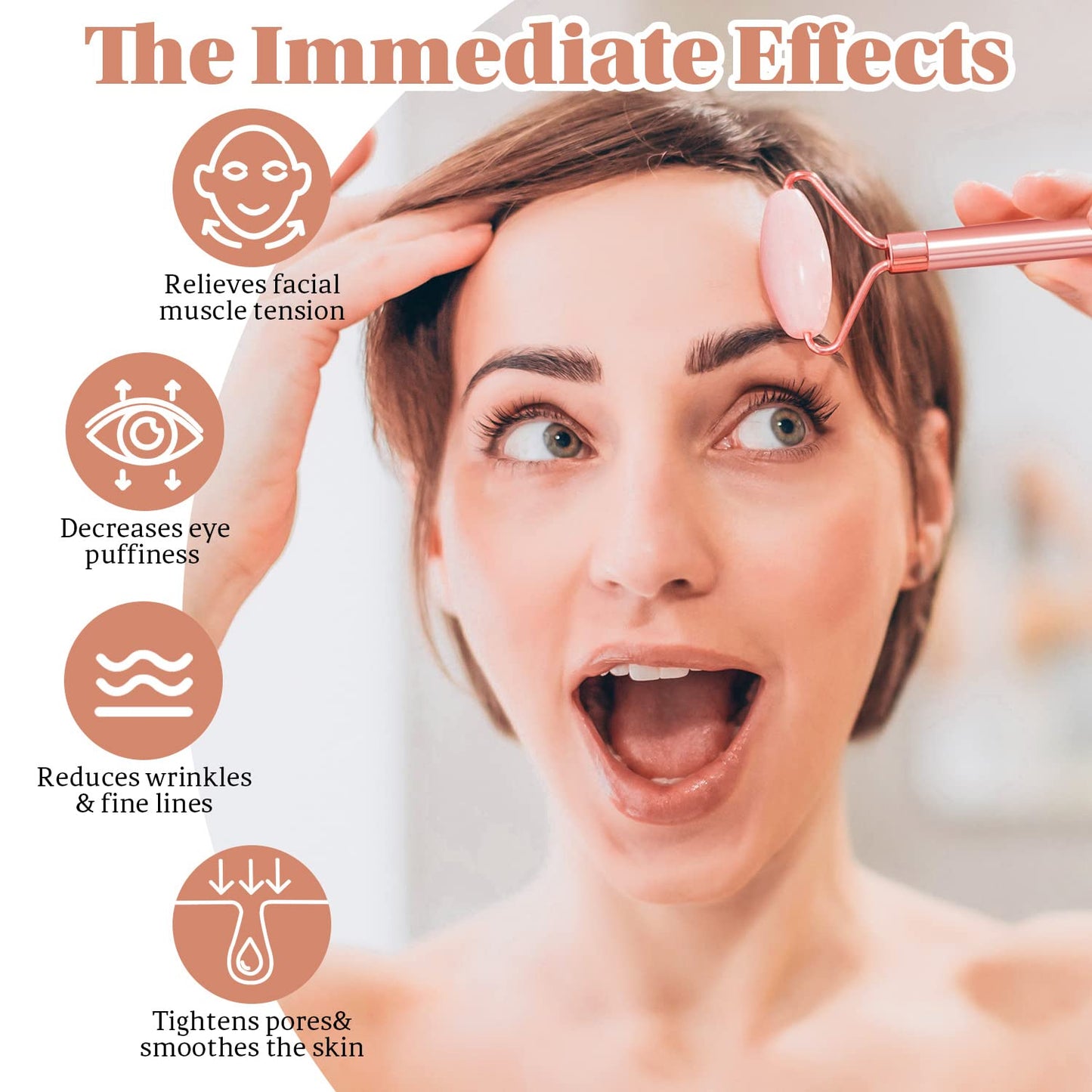 Jade Roller & GuaSha Set-Facial Beauty Roller Skin Care Tools, Rose Quartz Massager for Face, Eyes, Neck, Body to Relieve Wrinkles,Fine Line and Eyepuffiness