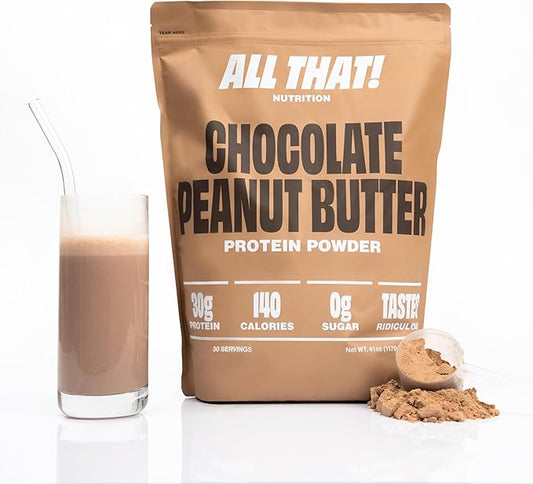 Chocolate Peanut Butter Whey Protein Powder, 30G of Protein, Low Calorie & Fast-Absorbing, 0 Sugar, Soy-Free & Gluten-Free Protein Powder, 30 Servings