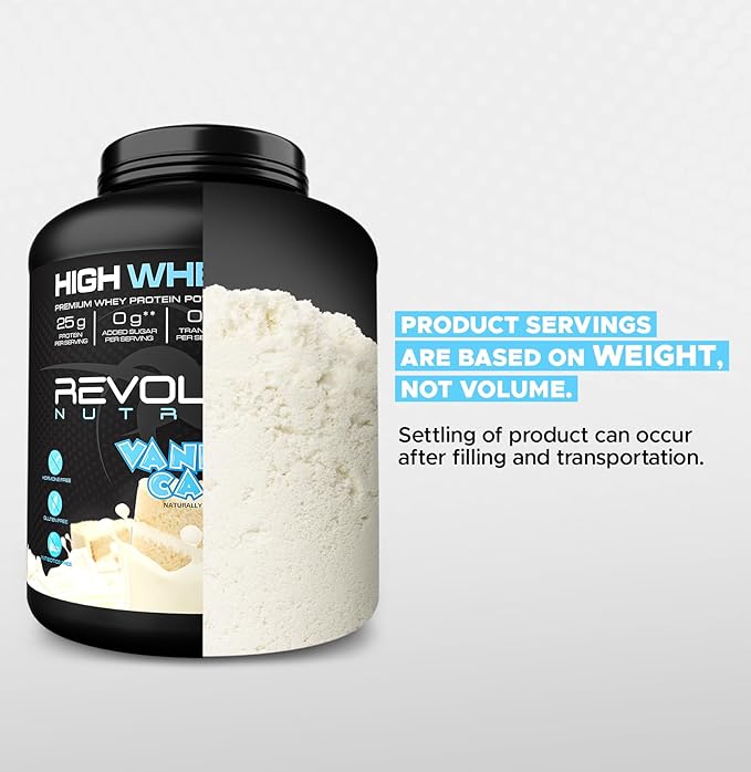 High Whey, Protein Powder 6LB, Whey Isolate, Gluten Free, Lean Muscle Mass for Men & Women, 25g of Protein Per Scoop, 2.7kg, 73 Servings (Vanilla Cake, 6 Pound)