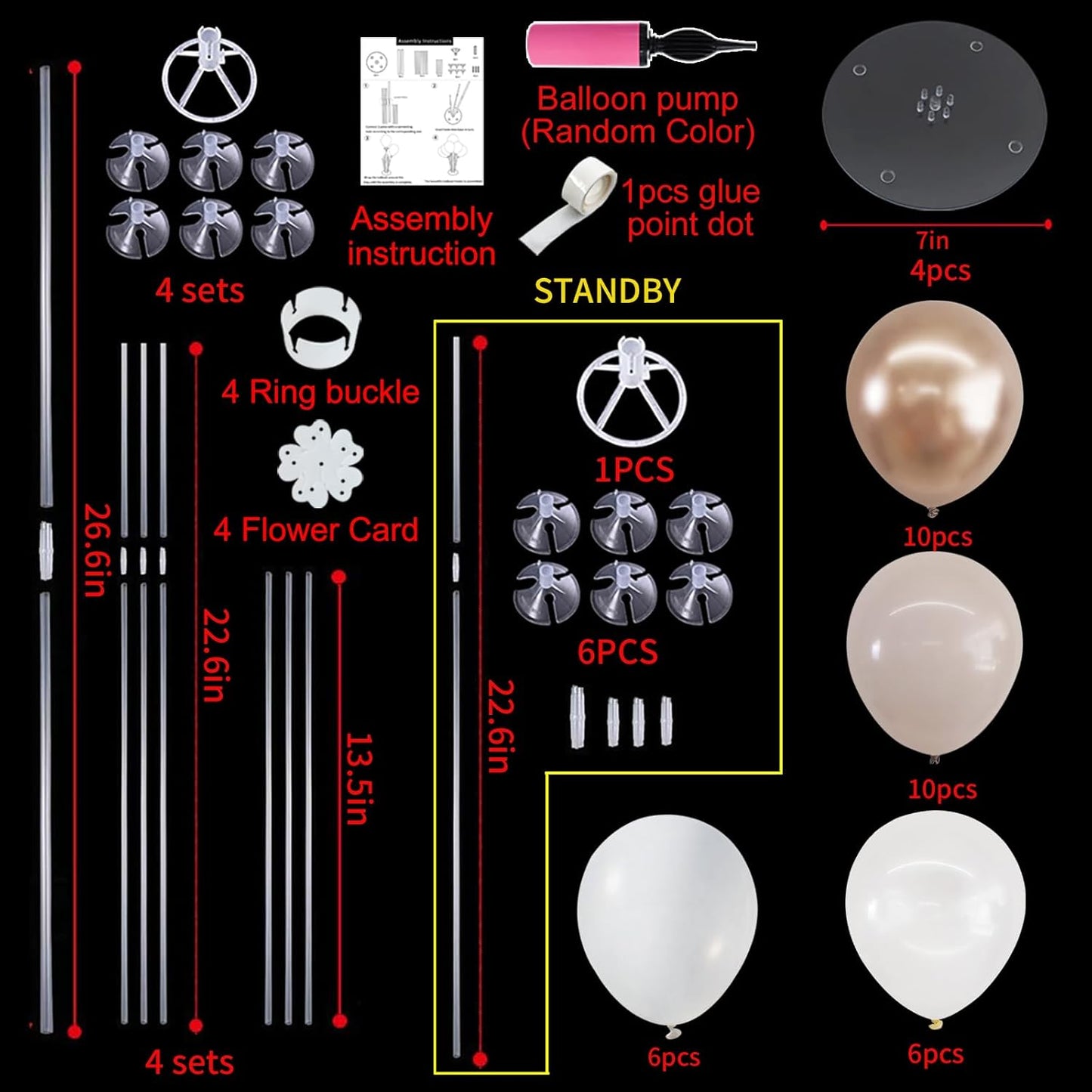 TONIFUL 4 Set Nude White Champagne Gold Balloon Stand Centerpiece Table Decorations for Baby Shower Wedding Engagement Bridal Shower Anniversary Mother's Day Birthday Party Decorations Housewarming