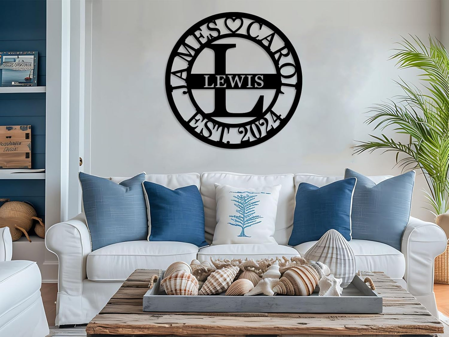 Personalized Custom Split Letter Family Name Sign, Large Metal Decor, Established Sign, Anniversary Wedding Gift