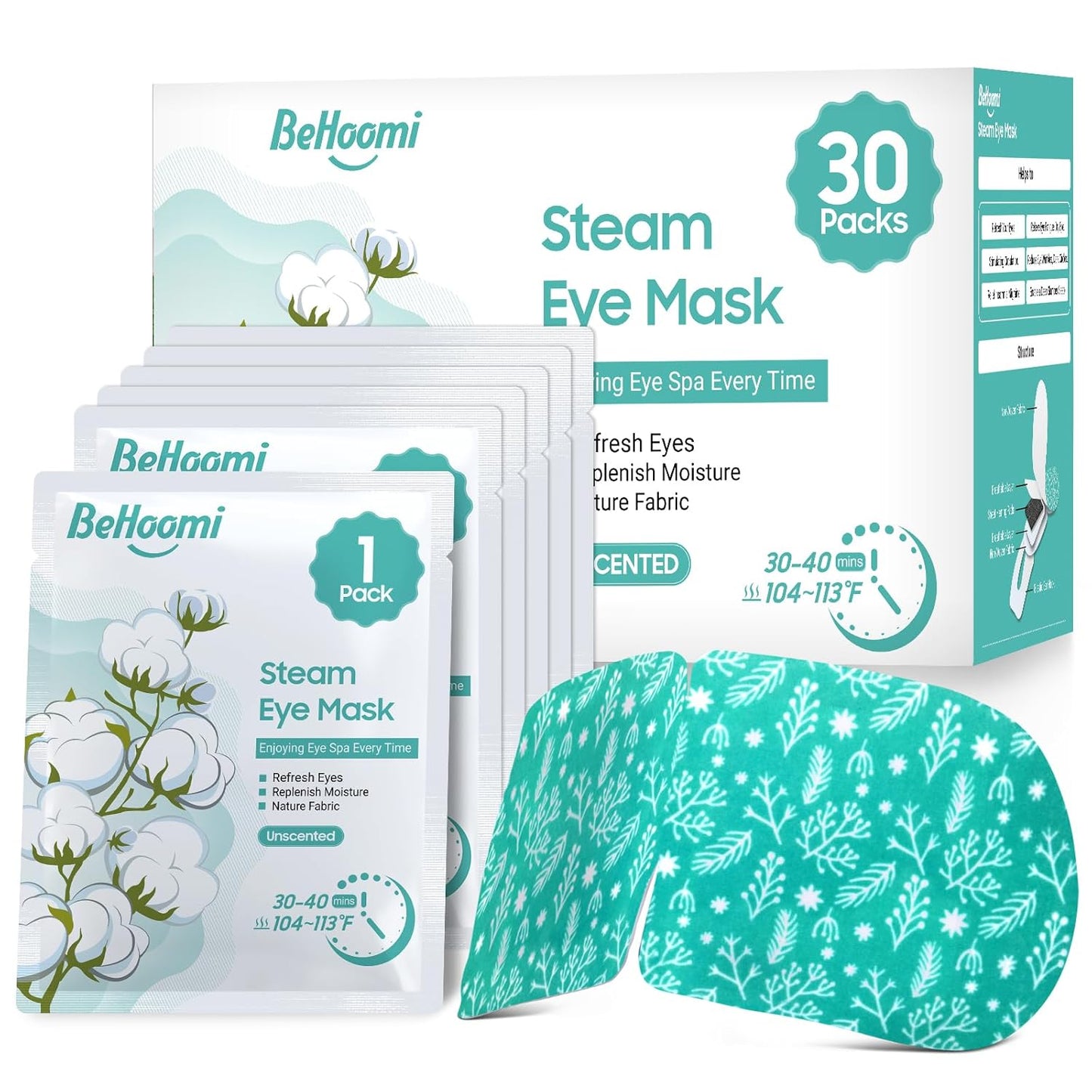 30Packs Steam Eye Mask, Heated Eye Mask Warm Compress for Eyes, Self Heating Warm Eye Masks Disposable Steam Mask for Home Sleep, Spa, Travel Essentials & Relaxation Gifts (Unscented)
