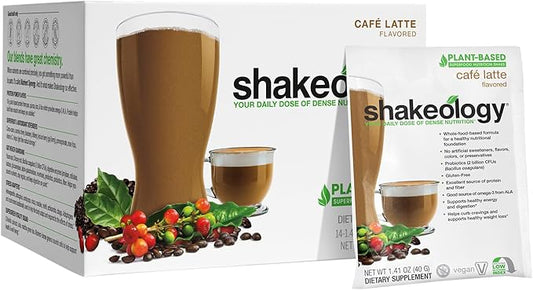 BODi Shakeology Plant-Based Vegan Protein Powder – Gluten-Free Superfood Shake with Vitamins & Minerals – Helps Support Healthy Weight Loss & Gut Health, Cafe Latte, 14 Individual Packets
