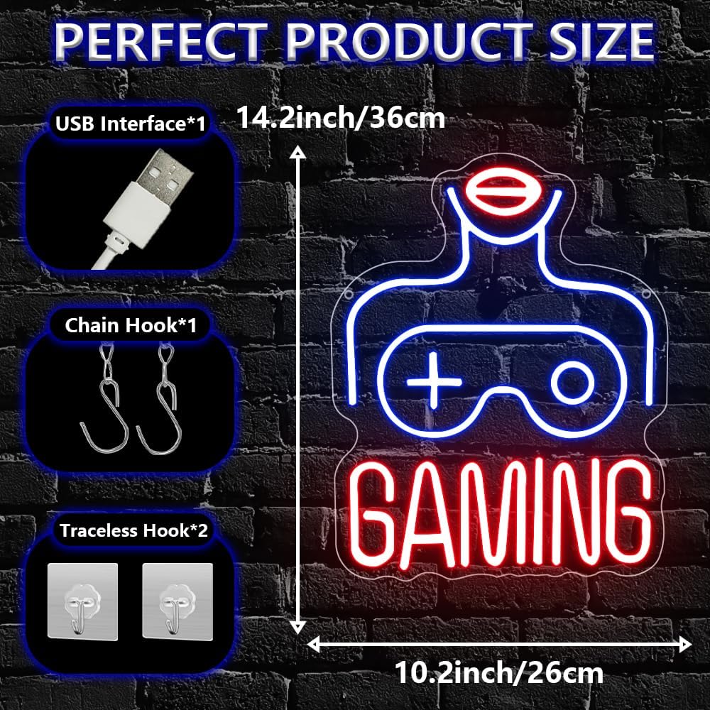 Gaming LED Lights for Wall Decor,Video Game Room Neon Sign Gift for Teens Boys Men Gamer,Lady Body Light Up Sign for Man Cave Home Bar Bedroom Pub Club Birthday Party USB Powered（14.2"*10.2"）