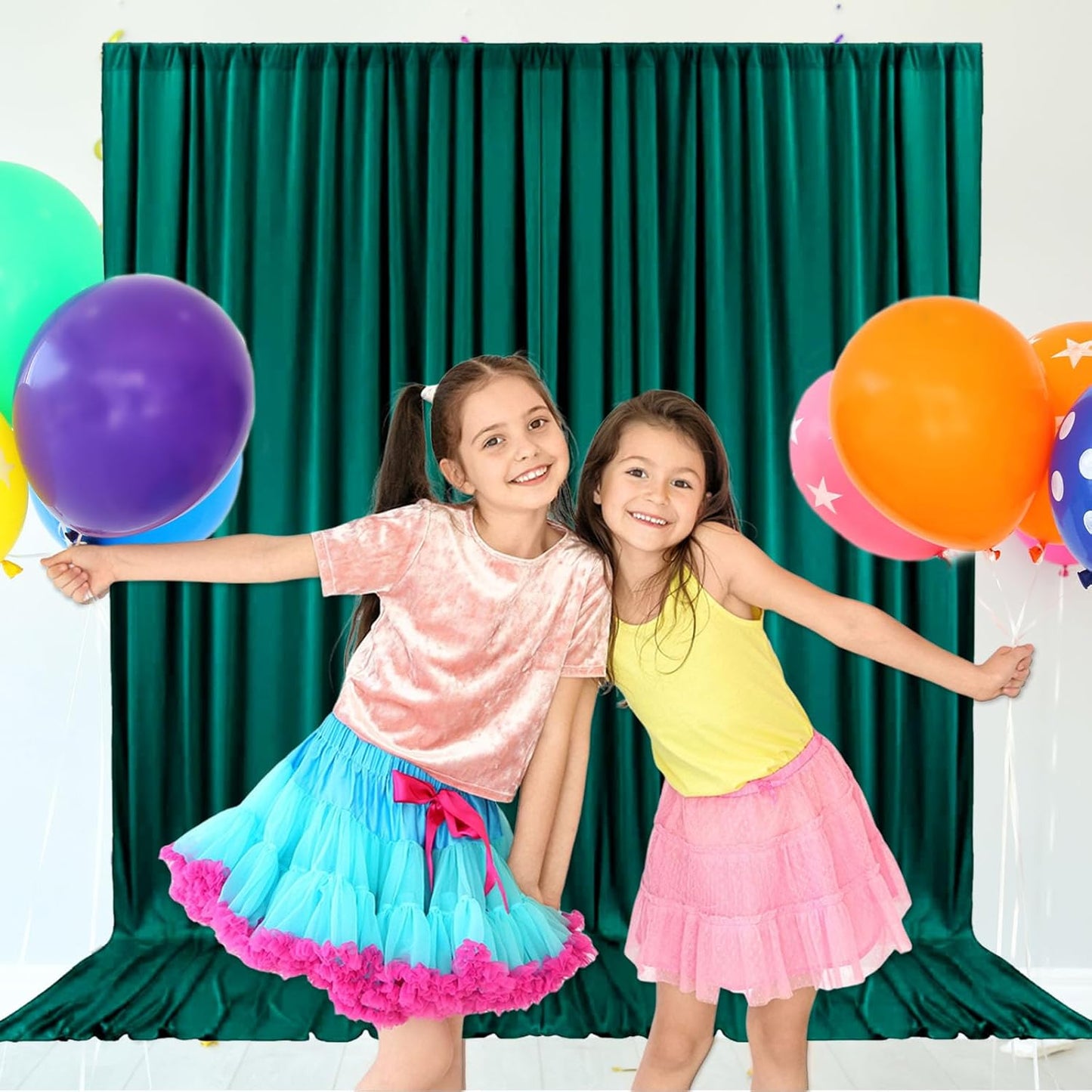 10ft x 10ft Lake Green Backdrop Curtains for Parties, Fabric Satin Background Curtain with Rod Pockets for Weddings, Birthday, Baby Shower, Photography, Graduation Party Backdrop Drapes, 2 Panels