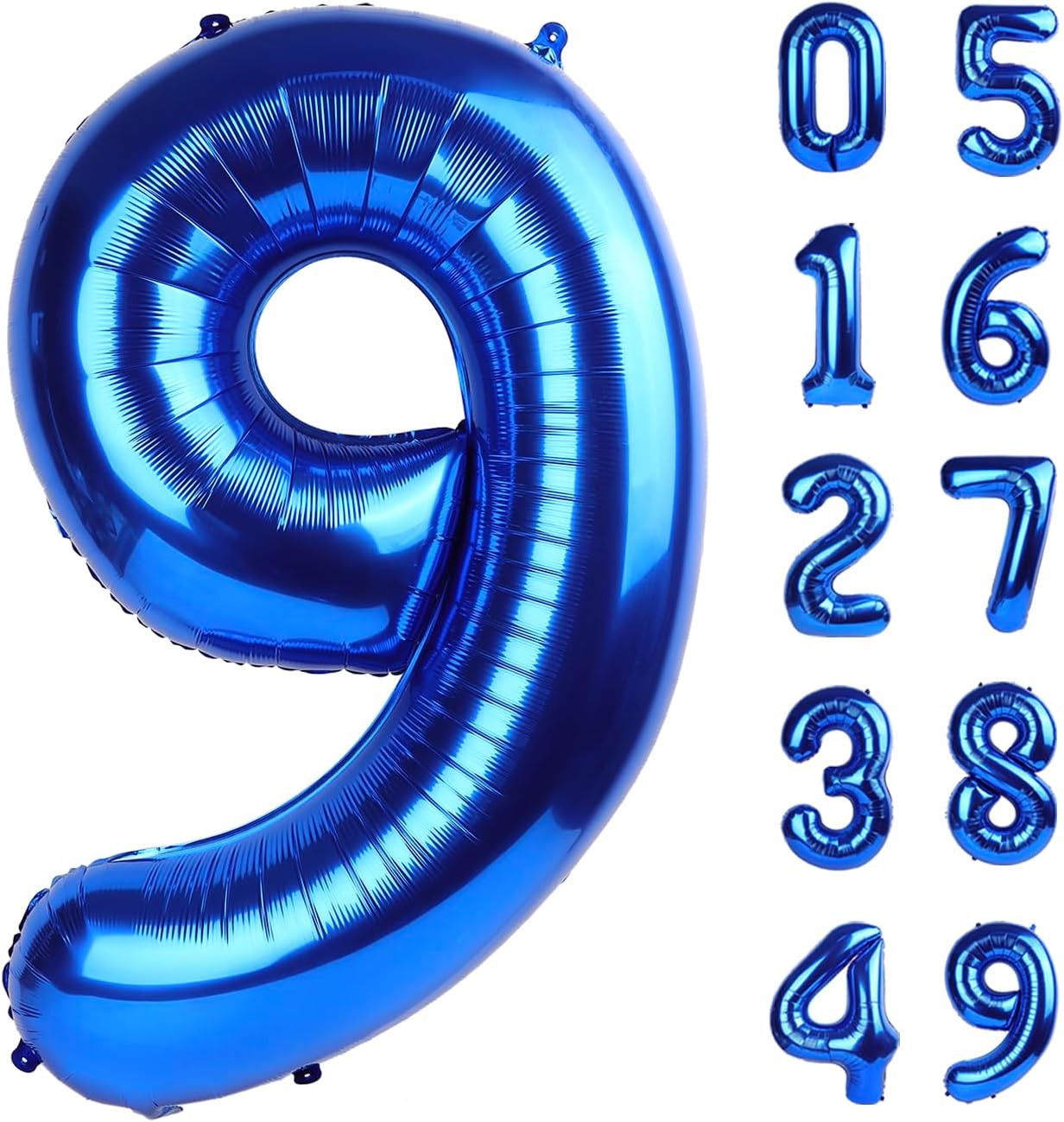 Large Foil Navy Blue Number 9 Balloon 40 Inch, Mylar 9th Number 9 Birthday Balloons, 9 19 29 39 59 99 Blue Party Decorations, Giant 9 Engagement Graduations Anniversary Party Supplies