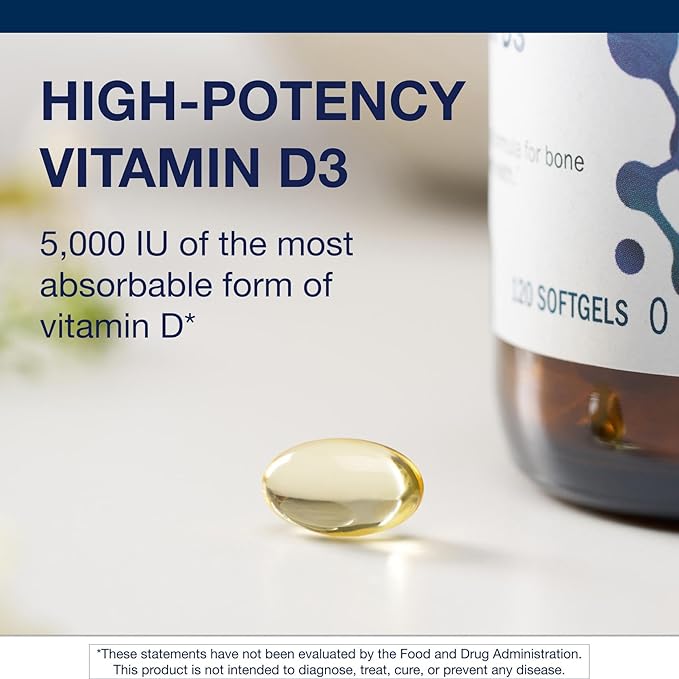 Metagenics Vitamin D3 5000 - for Immune Support, Bone Health & Heart Health* - High Potency Vitamin D - Non-GMO - Gluten-Free - 120 Softgels