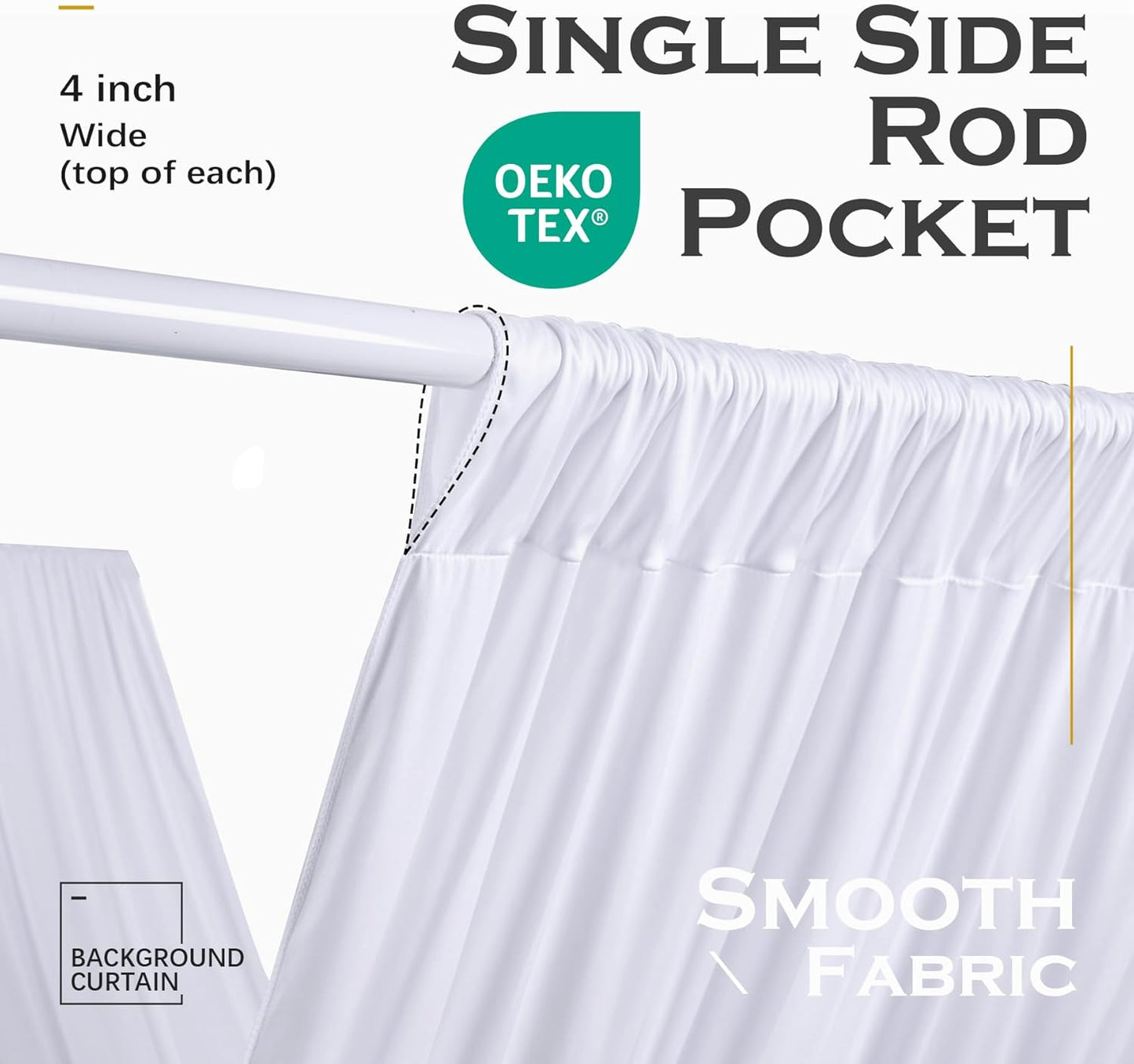 PartyVillage 50ftx40ft White Ceiling Curtain for Wedding Parties – 10 Panels Wrinkle-Free 40 FT Long Tent Draping Curtains for Wedding, Birthday & Theme Parties, 40ft Height with Rod Pocket