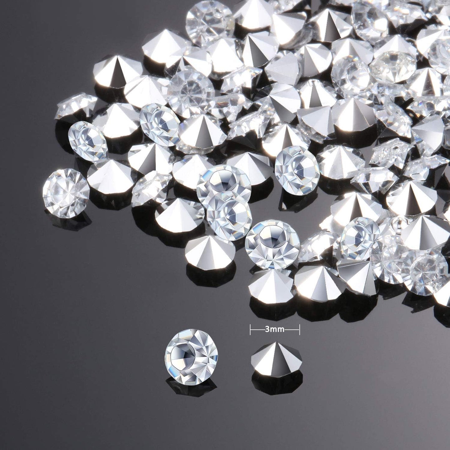10000 Clear Wedding Table Scatter Confetti Crystals Acrylic Diamonds Rhinestones for Table Centerpiece Decorations Wedding Decorations Bridal Shower Decorations Vase Beads (Silver, 3 mm)