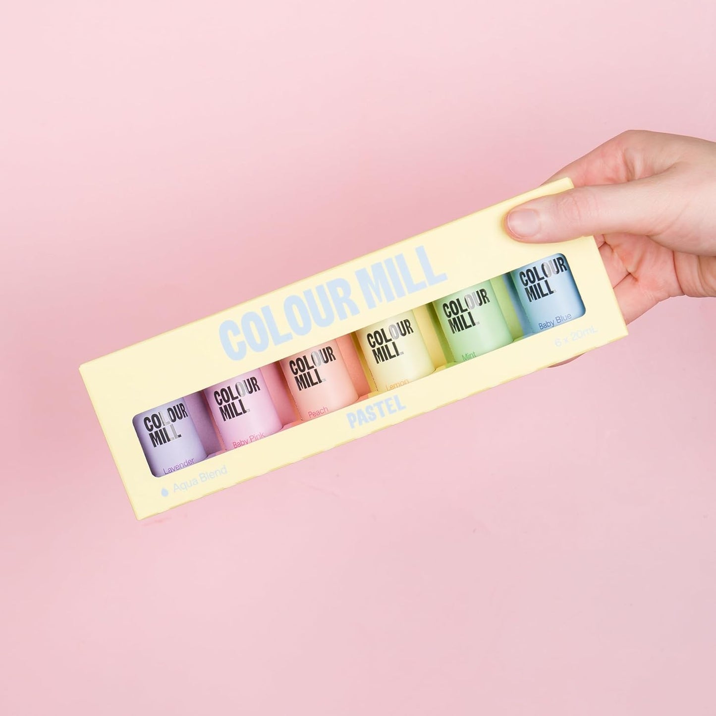 Colour Mill Pastel Pack Aqua Blend Water-Based Food Coloring, 20 Milliliters Each of 6 Colors: Baby Blue, Baby Pink, Lavender, Lemon, Mint and Peach