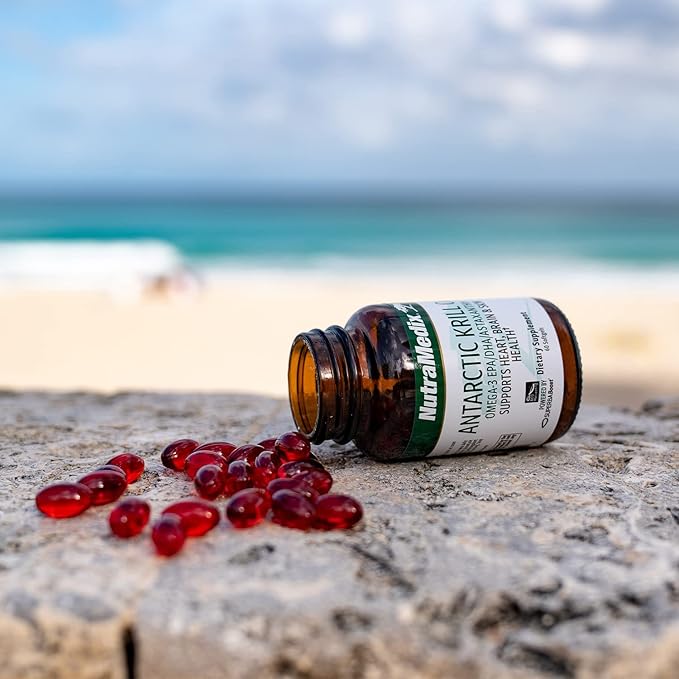 NutraMedix Antarctic Krill Oil 500mg - Fish Oil Supplement - Omega-3s (EPA & DHA) + Astaxanthin - Red Krill Supplement for Joint, Immune, Heart, Liver & Brain Health Support (60 Softgels)