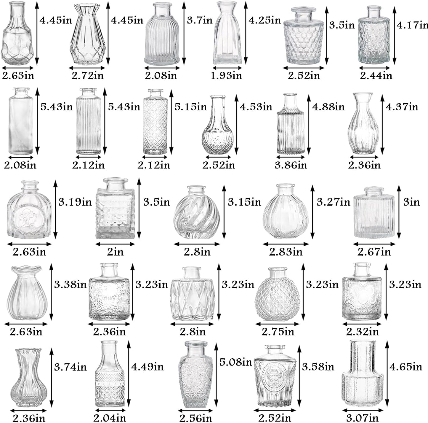 Bud Vases in Bulk 36, Glass Vase for Centerpieces, Small Vase for Flowers, Small Flower Vases for Centerpieces, Mini Vases, Vintage Vase, Clear Bud Vases for Wedding Table Decor